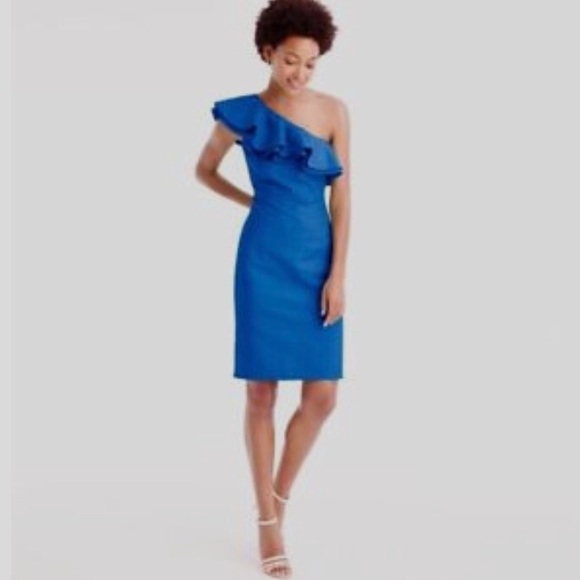 J CREW FAILLE ONE SHOULDER RUFFLE COCKTAIL DRESS IN ATLAS PURPLE - Picture 16 of 16